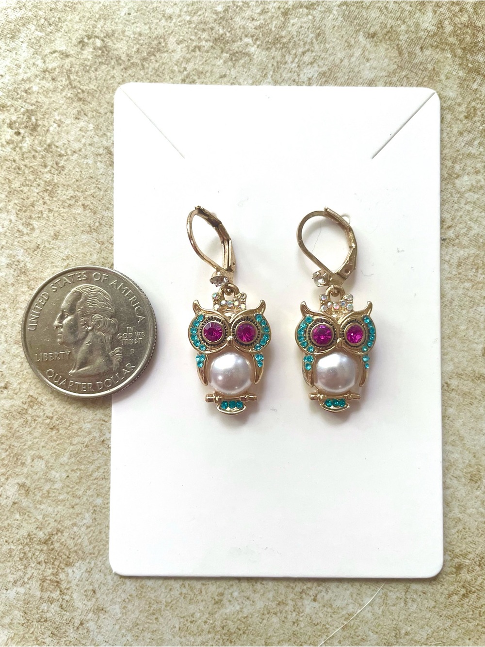 Betsey Johnson Gold-Tone Owl Drop Earrings